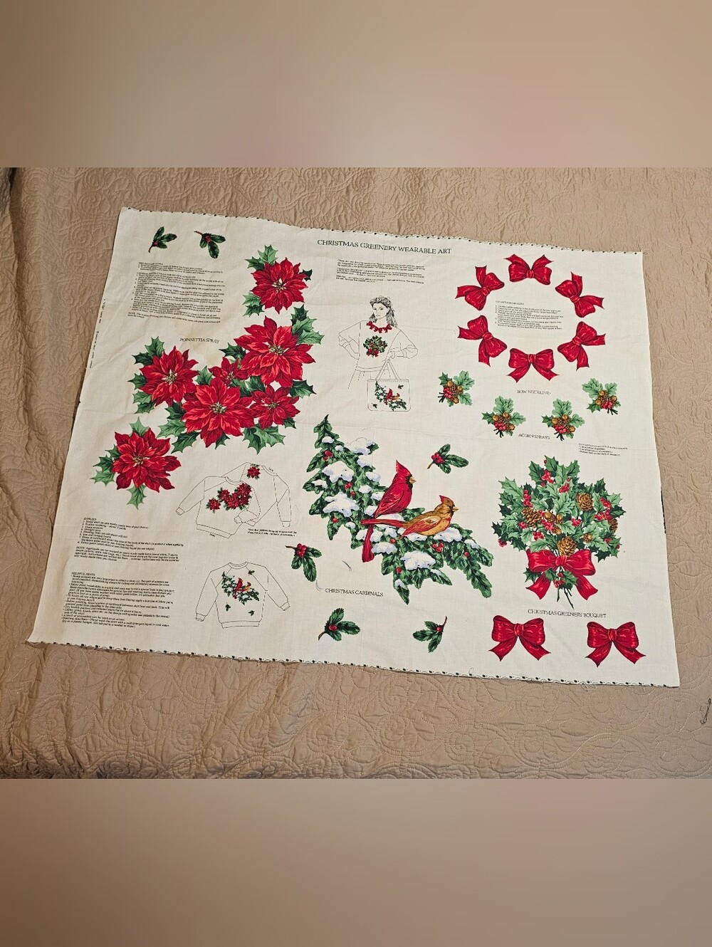 VIP CRANSTON Christmas Greenery Wearable Art Fabric Panel